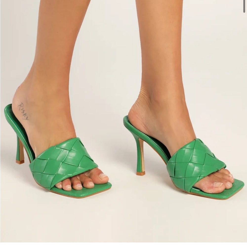 Lulu's Vibrant Green Heeled Mules